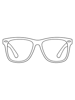 A retro sunglasses coloring page featuring classic wayfarer frames.