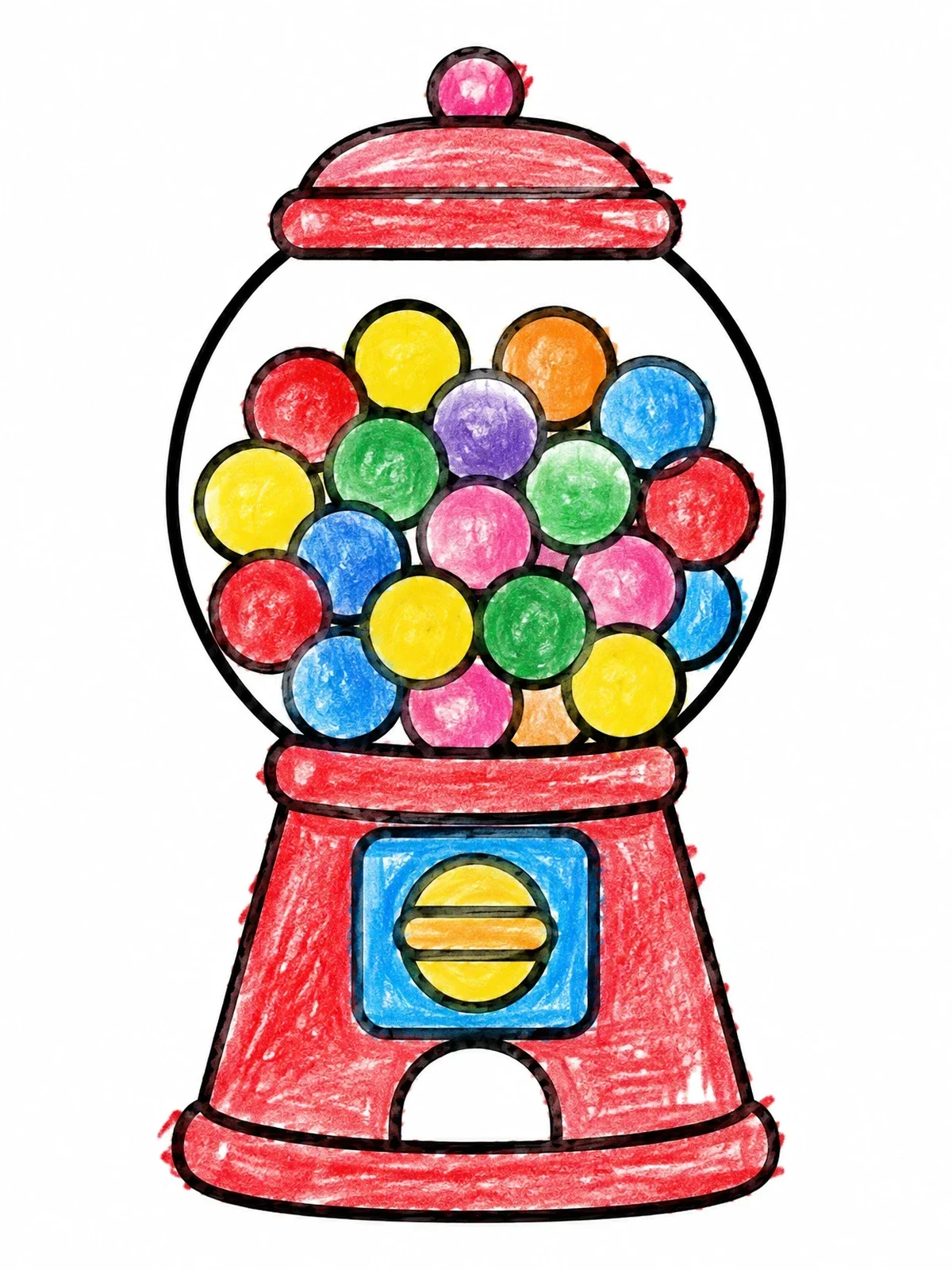 Colored example of the Classic Round Gumball Machine coloring page