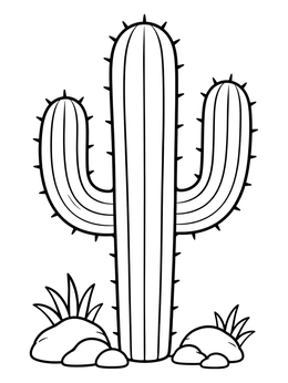 Free printable Classic Saguaro Cactus In Desert coloring page
