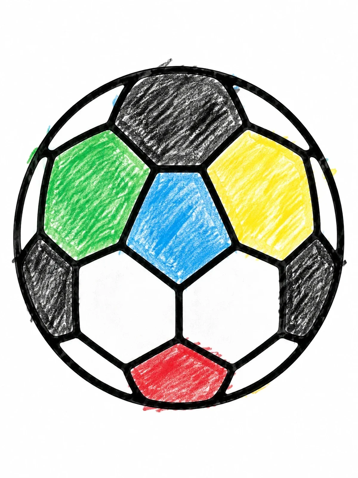 Colored example of the Classic Simple Soccer Ball coloring page