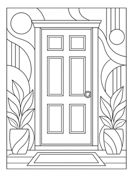 Free printable Classic Six Panel Front Door coloring page