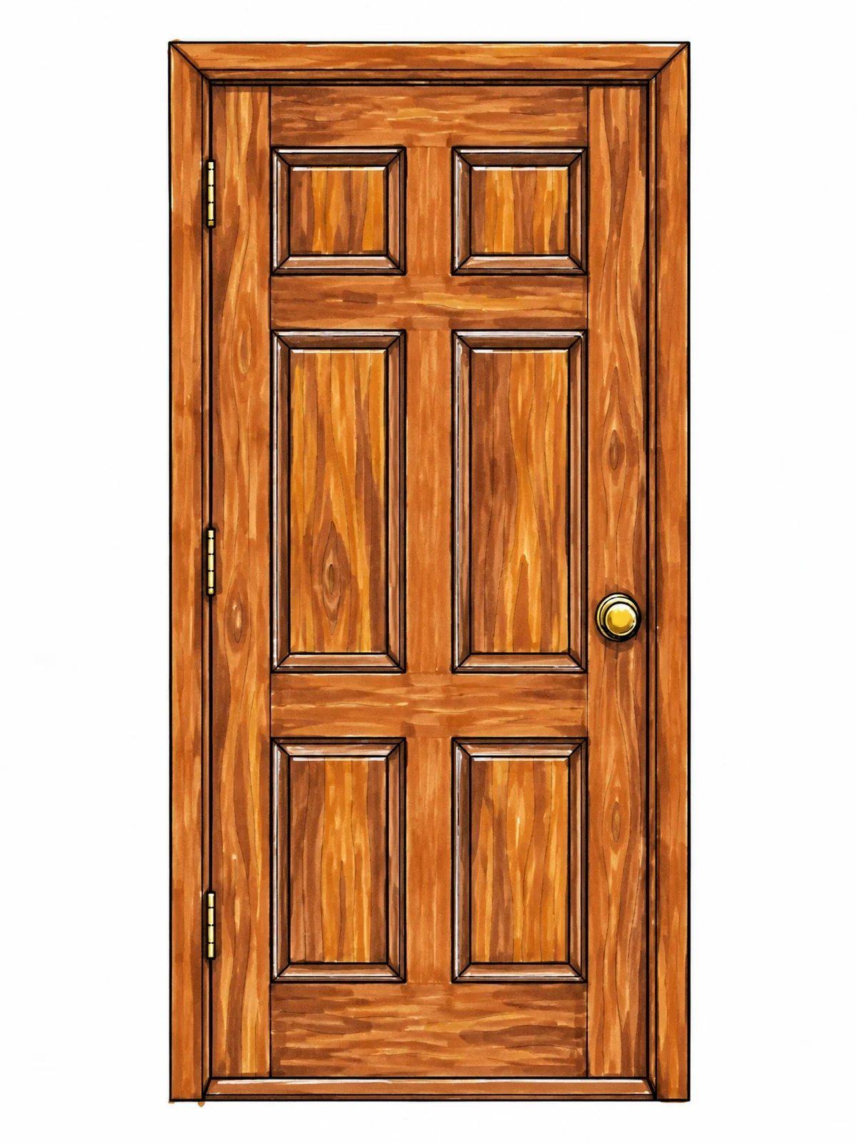 Colored example of the Classic Six Panel Wooden Door coloring page