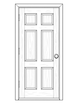 Free printable Classic Six Panel Wooden Door coloring page