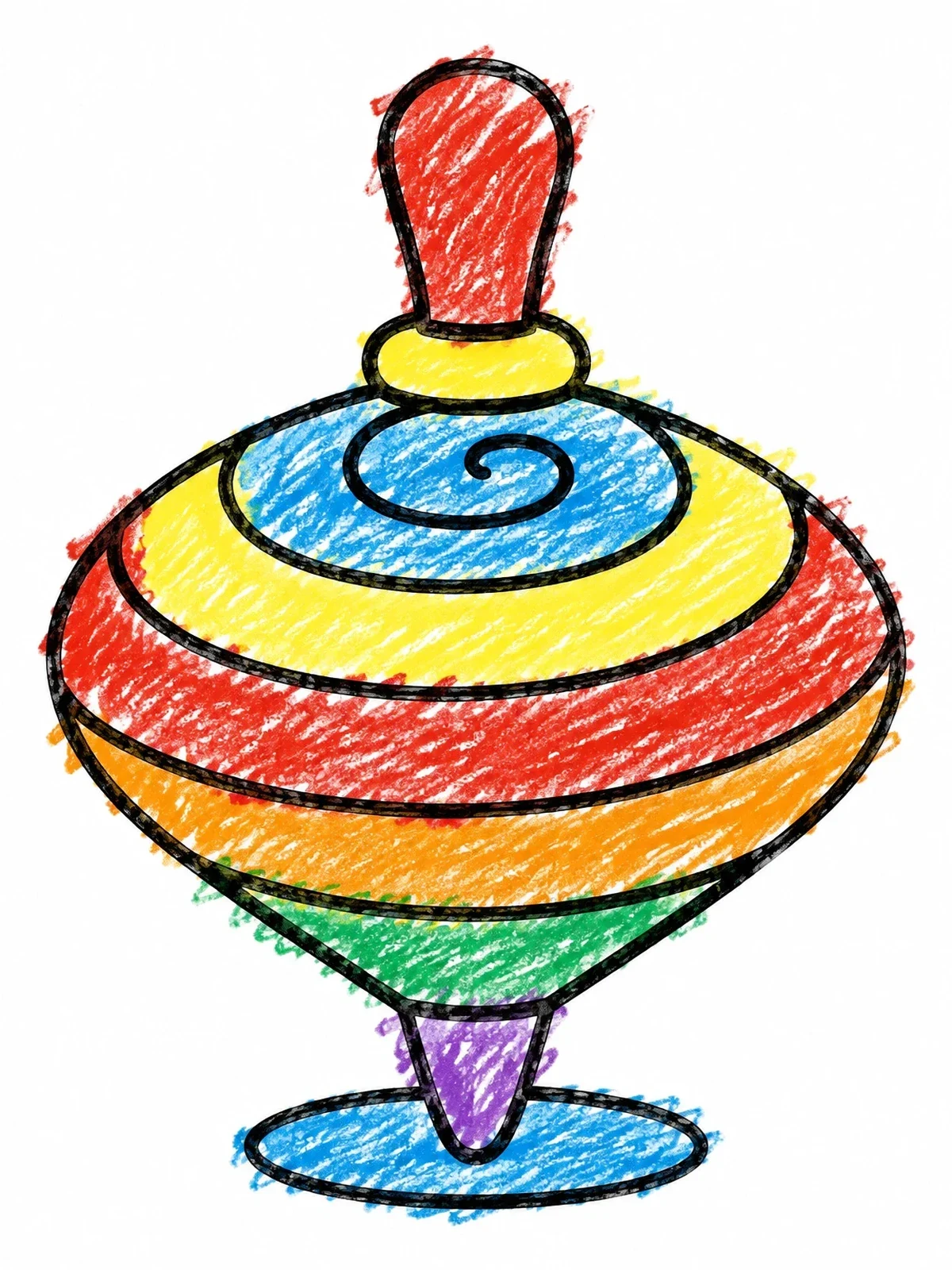 Colored example of the Classic Spinning Top Toy coloring page