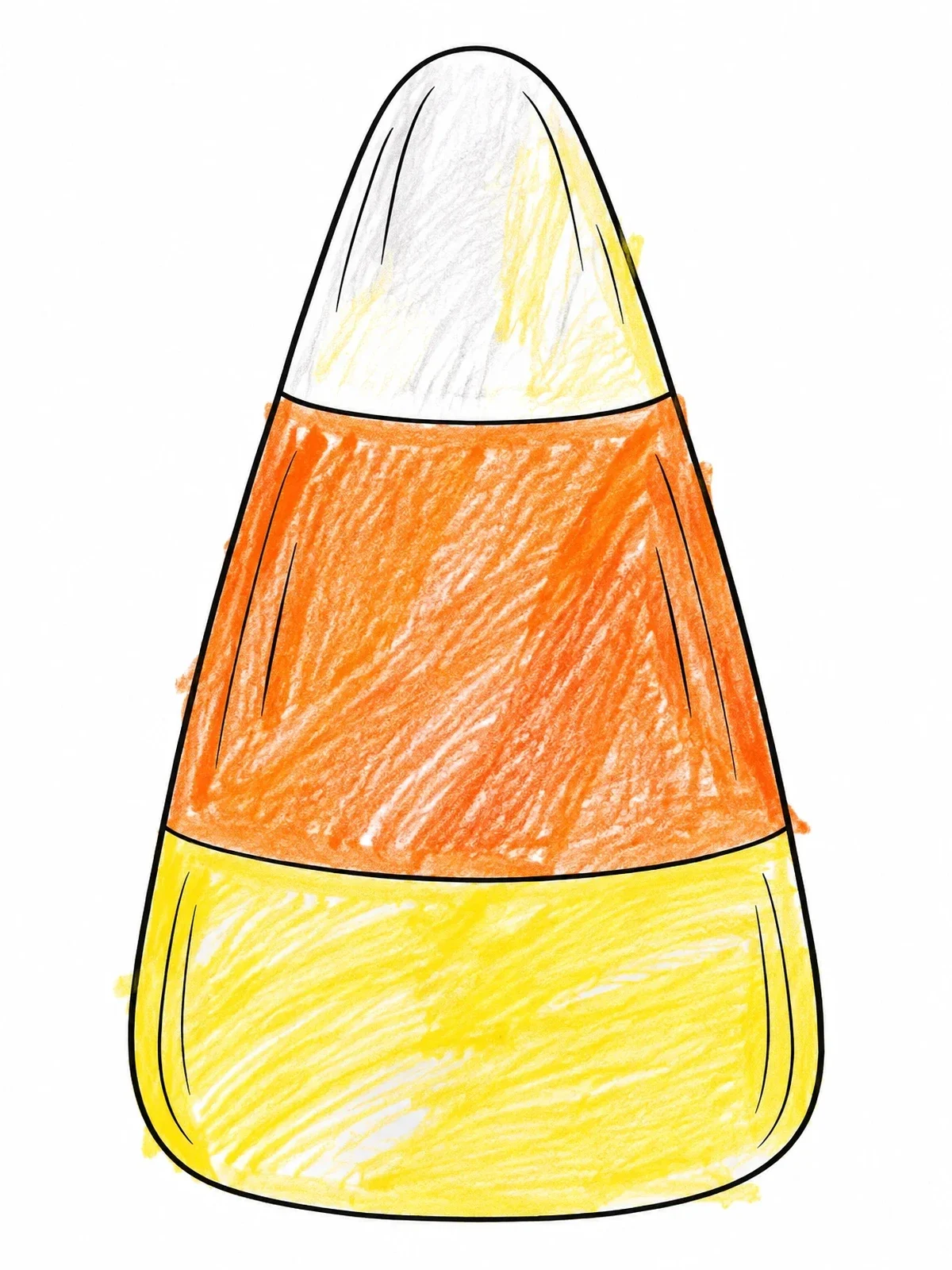 Colored example of the Classic Striped Candy Corn coloring page