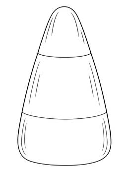A simple candy corn coloring page featuring three smooth striped sections.