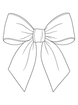 A detailed bow coloring page featuring smooth ribbon loops and delicate fabric folds.