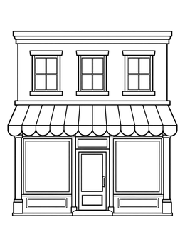 Free printable Classic Symmetrical Storefront Building coloring page