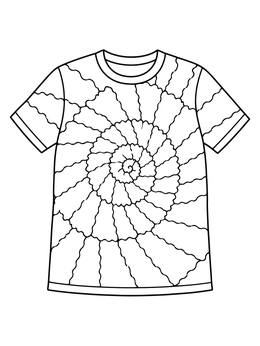 Free printable Classic Tie Dye Spiral T Shirt coloring page