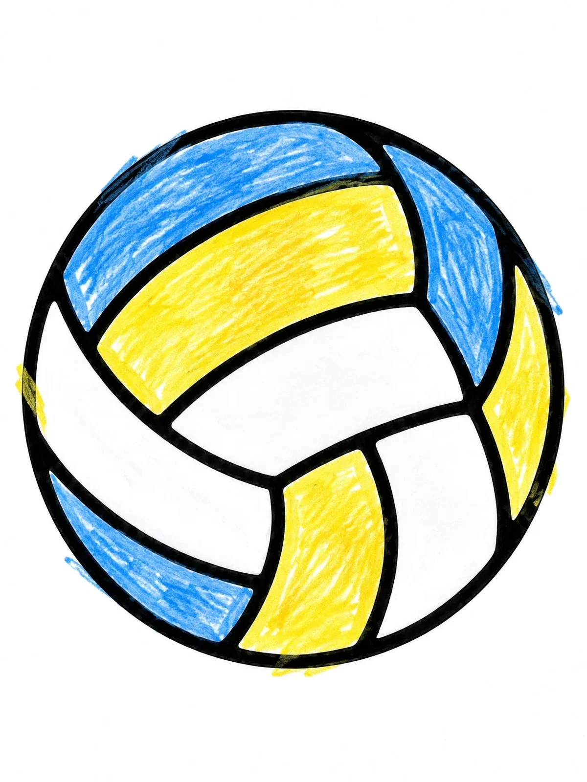 Colored example of the Classic Volleyball With Bold Outlines coloring page
