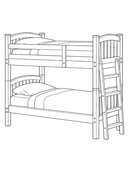 Free printable Classic Wooden Bunk Bed coloring page