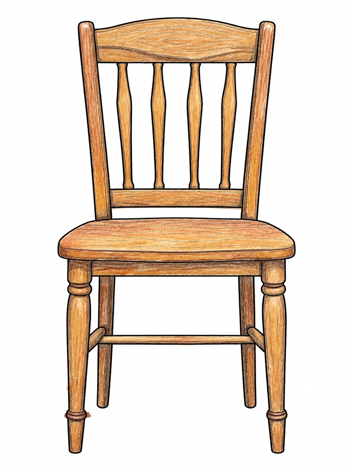 Colored example of the Classic Wooden Dining Chair coloring page