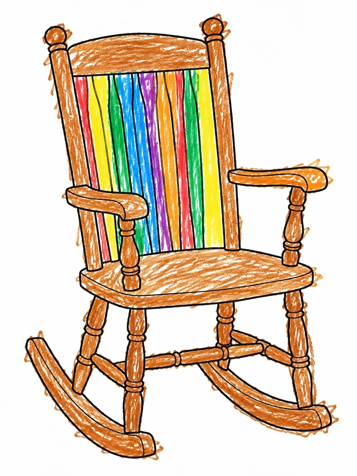 Colored example of the Classic Wooden Rocking Chair coloring page