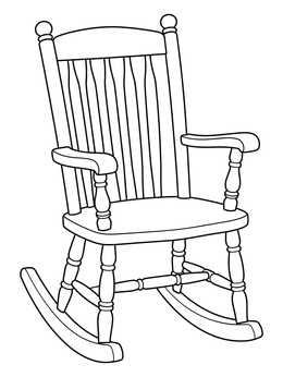 Free printable Classic Wooden Rocking Chair coloring page