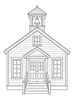 Free printable Classic Wooden Schoolhouse With Belfry coloring page