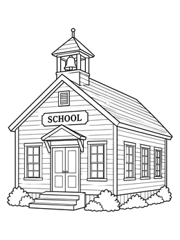 Free printable Classic Wooden Schoolhouse With Bell Tower coloring page