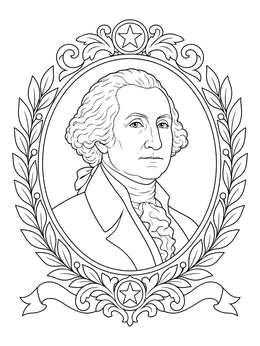 Free printable Classical George Washington Oval Portrait coloring page