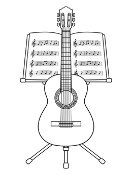 Free printable Classical Guitar With Music Stand coloring page