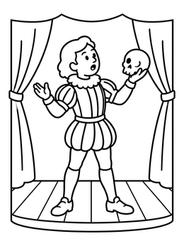 Free printable Classical Stage Actor With Skull coloring page