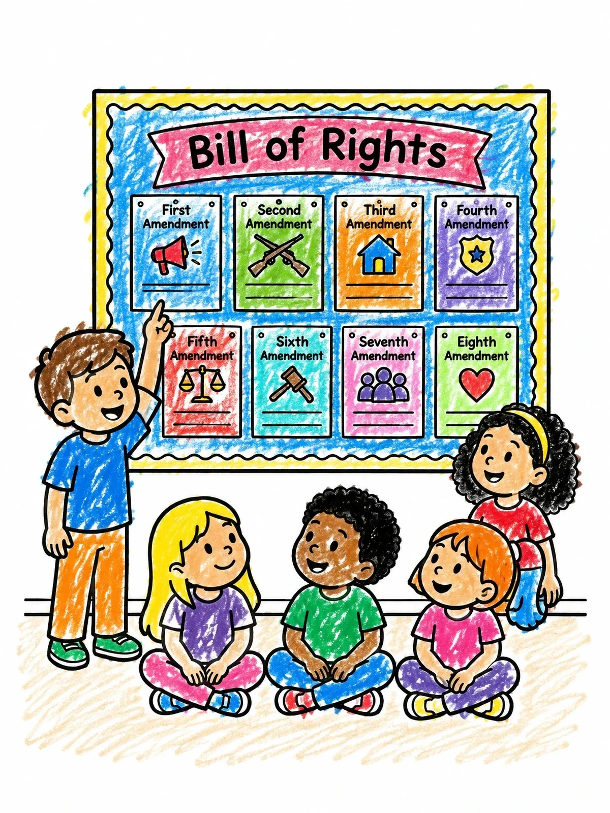 Colored example of the Classroom Bill Of Rights Lesson coloring page