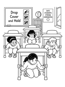 Free printable Classroom Earthquake Drill Practice coloring page