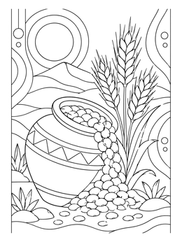 Free printable Clay Pot With Overflowing Manna And Wheat coloring page