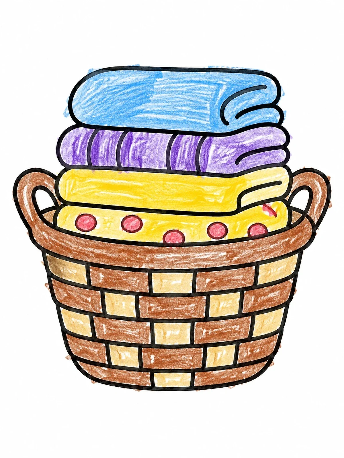 Colored example of the Basket With Folded Laundry coloring page