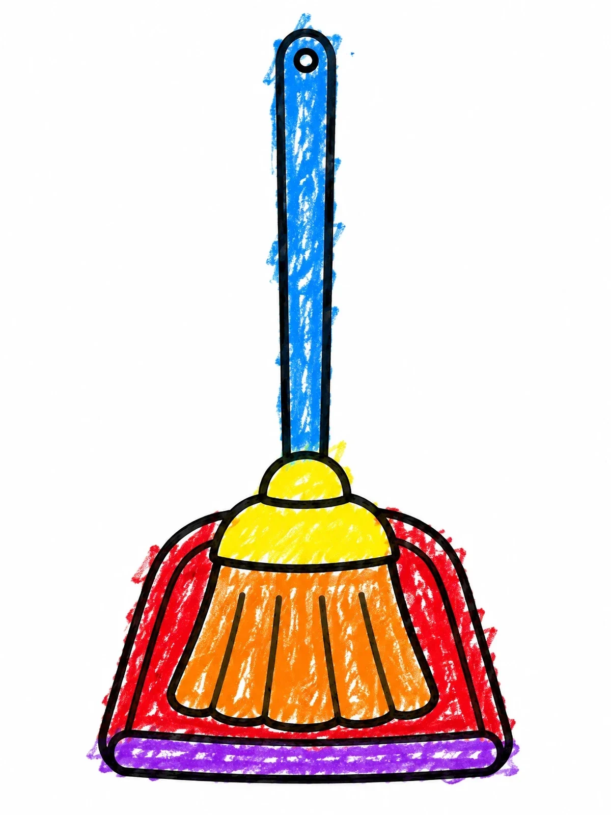 Colored example of the Simple Broom And Dustpan Set coloring page