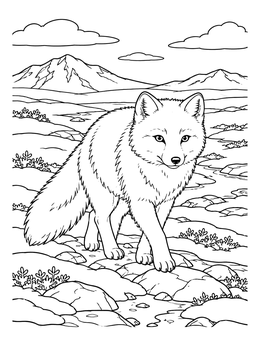 Free printable Arctic Fox In Thawing Tundra coloring page