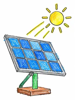 Solar Panel Catching Sunlight – Climate Change Coloring Page