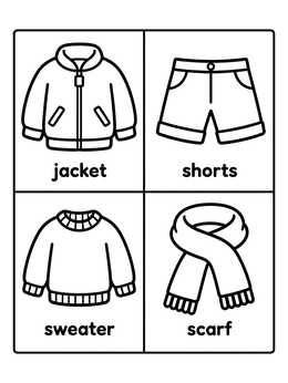 Free printable Clothing Items Grid With Labels coloring page
