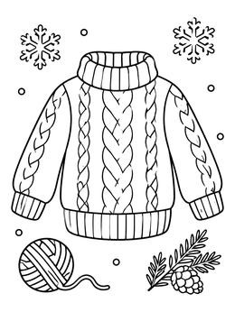 Free printable Cozy Cable Knit Winter Sweater coloring page