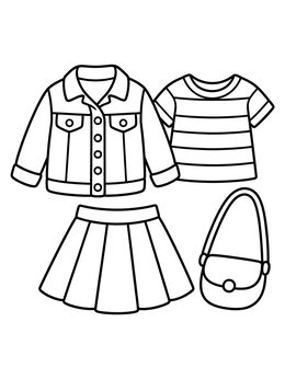 Free printable Trendy Outfit And Shoulder Bag coloring page