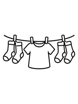 Free printable Clothes Drying On A Clothesline coloring page