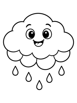 Free printable Cute Smiling Rain Cloud coloring page