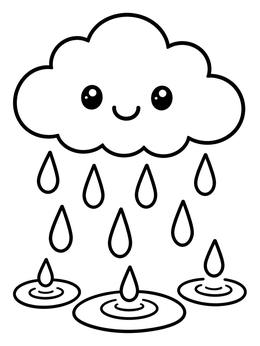 Free printable Cute Smiling Rain Cloud coloring page