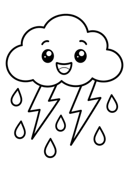 Free printable Happy Storm Cloud With Lightning coloring page