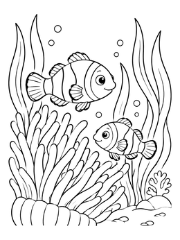 Free printable Playful Clownfish In Seaweed Forest coloring page