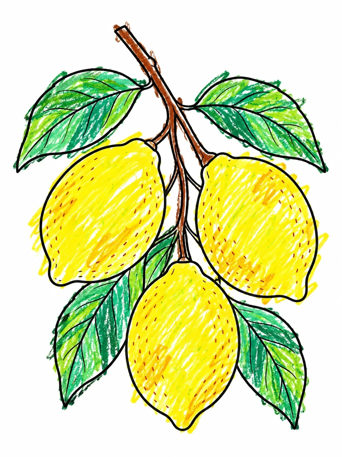 Colored example of the Cluster Of Lemons On A Branch coloring page