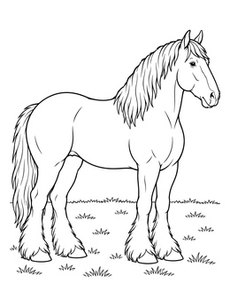 Free printable Clydesdale Horse In A Meadow coloring page