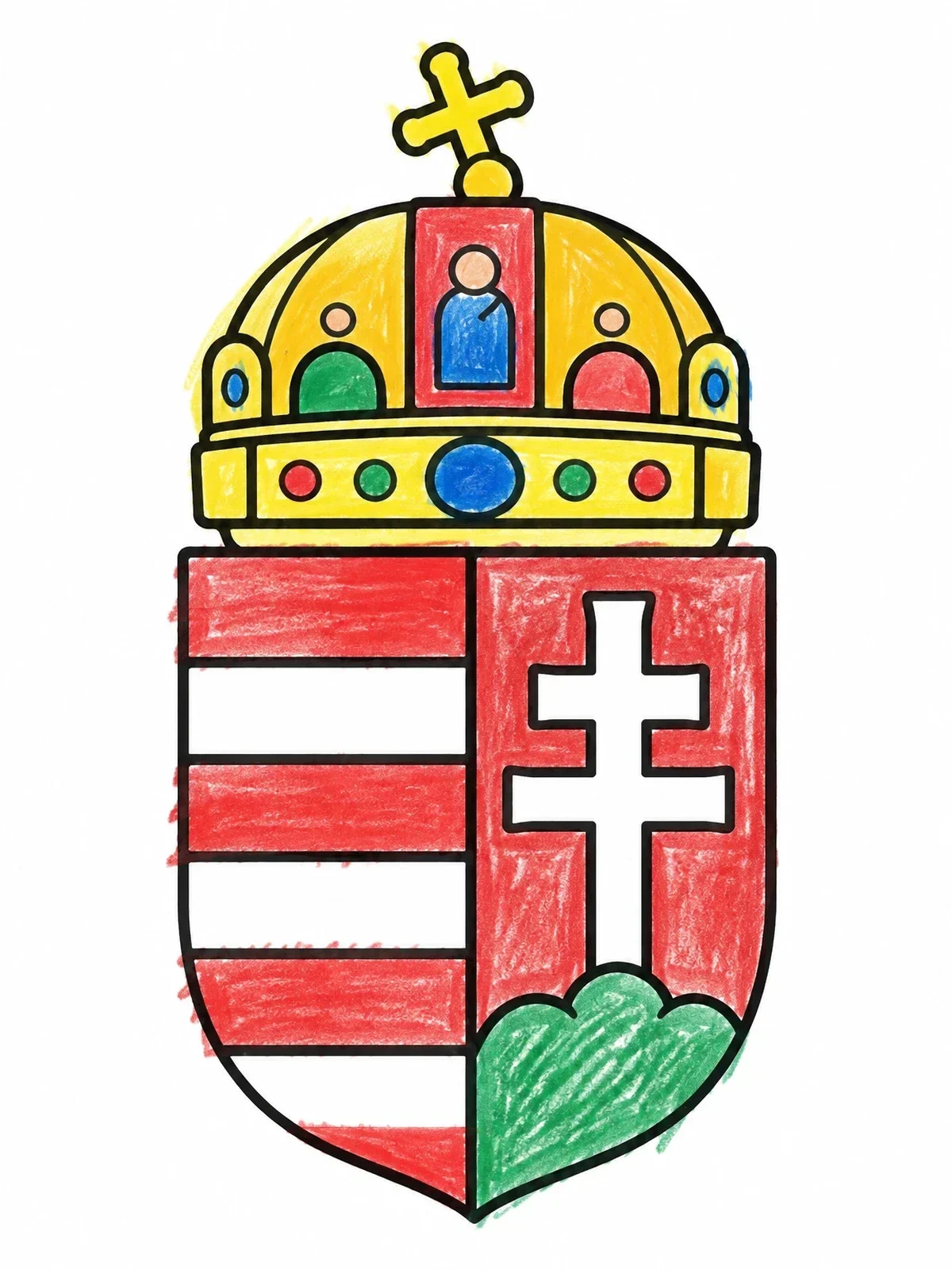 Colored example of the Coat Of Arms Of Hungary coloring page