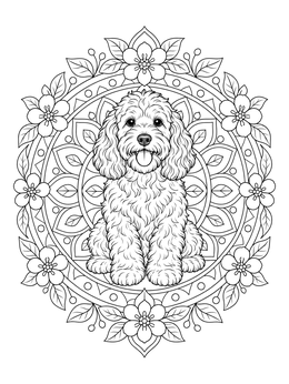 Free printable Cockapoo Inside Floral Mandala coloring page