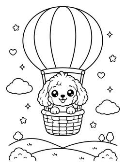 Free printable Cockapoo In A Hot Air Balloon coloring page