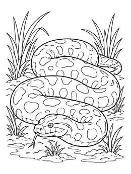 Free printable Coiled Anaconda In Swamp Grass coloring page