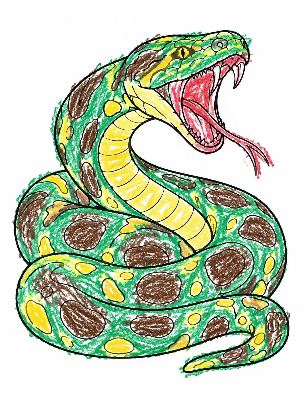 Colored example of the Coiled Anaconda With Open Jaws coloring page