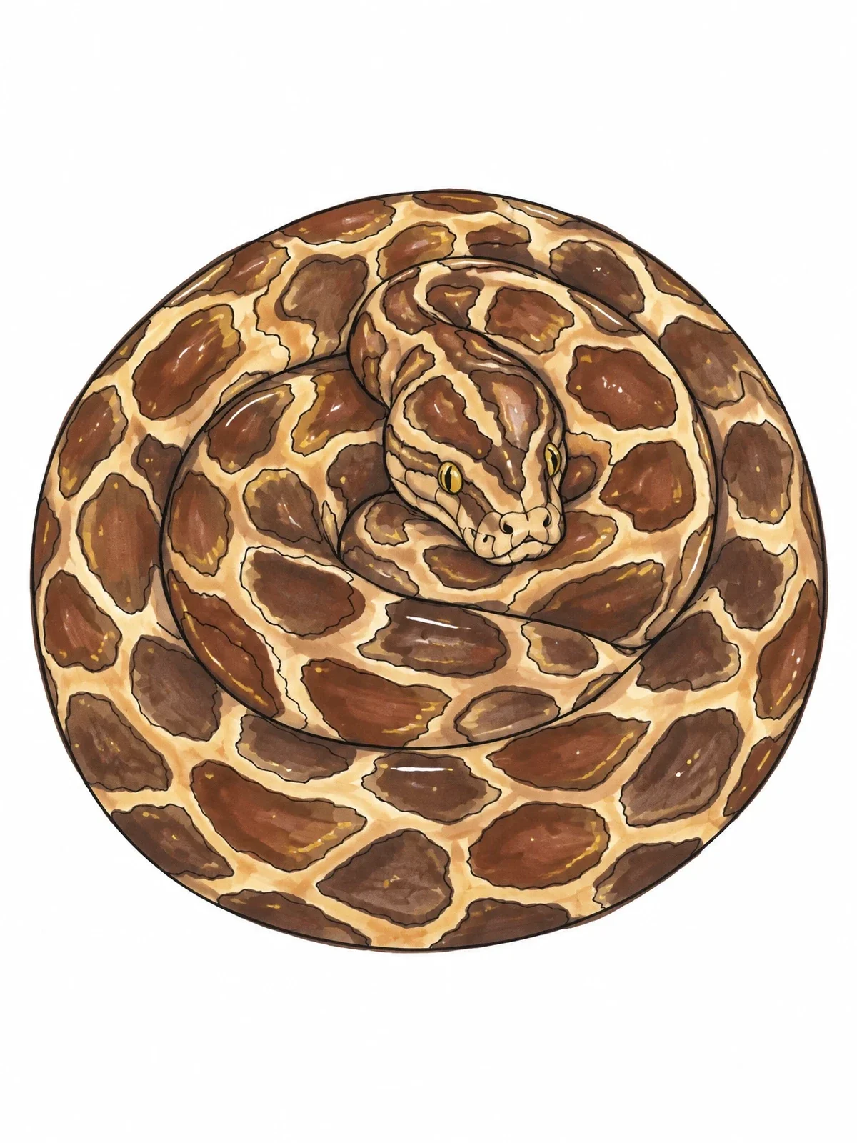 Colored example of the Coiled Burmese Python coloring page
