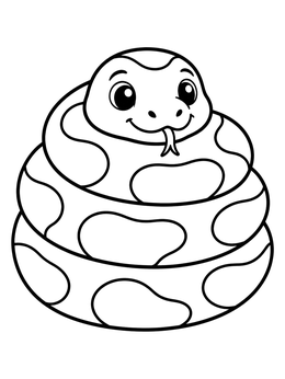 Free printable Coiled Cute Python Snake coloring page