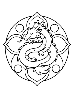 Free printable Coiled Eastern Dragon Mandala coloring page