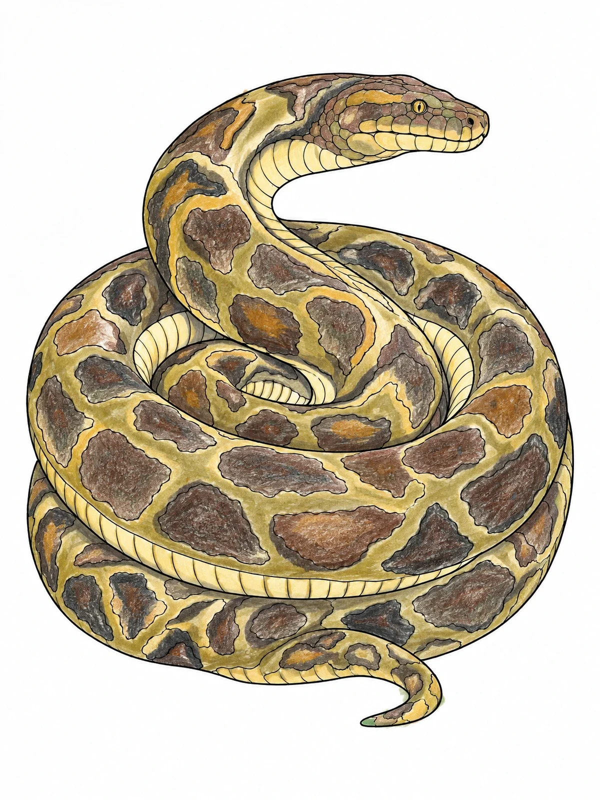 Colored example of the Coiled Giant Titanoboa Snake coloring page
