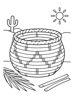 Free printable Coiled Mexican Woven Palm Basket coloring page
